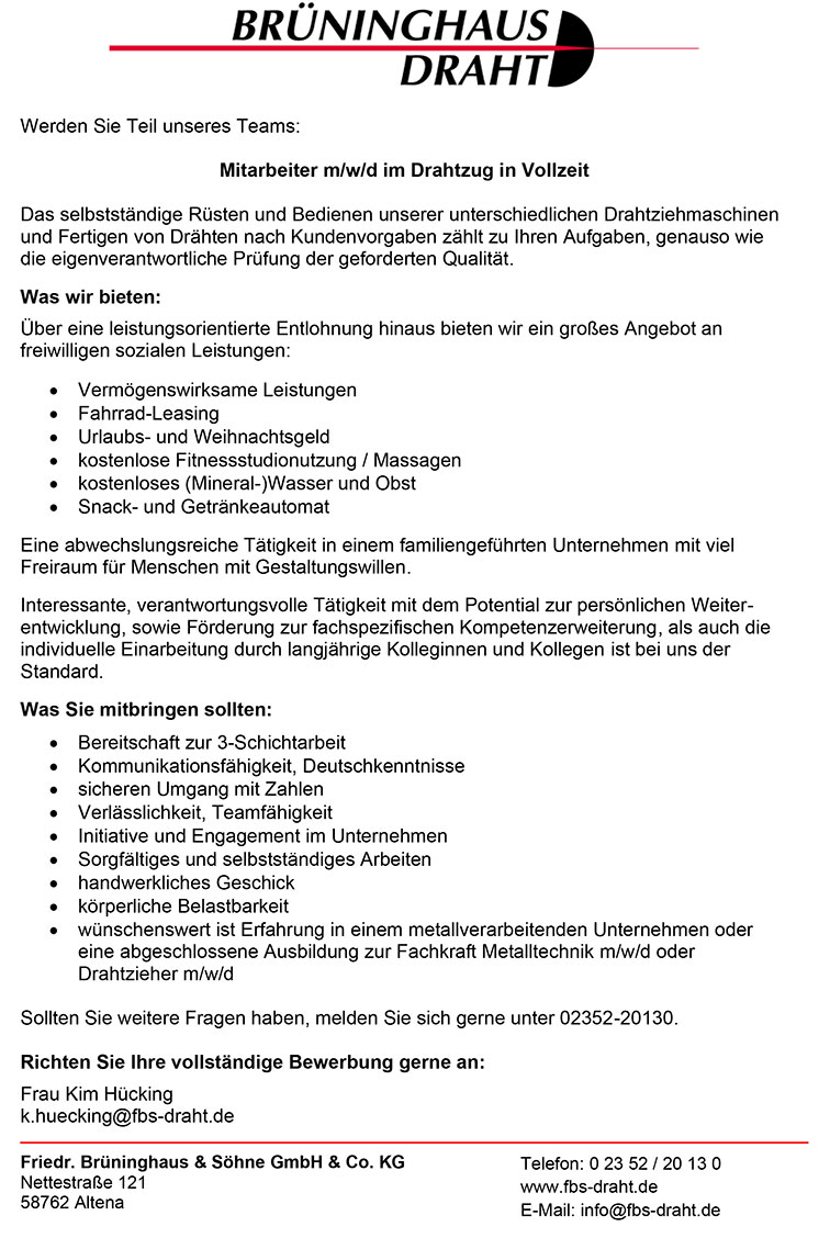 Drahtzieher Stelle